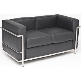 Stylowa Sofa skórzana 2 osobowa Kubik 130 czarna TP D2.Design do salonu, poczekalni i kawiarni. 2