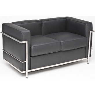 Stylowa Sofa skórzana 2 osobowa Kubik 130 czarna TP D2.Design do salonu, poczekalni i kawiarni.