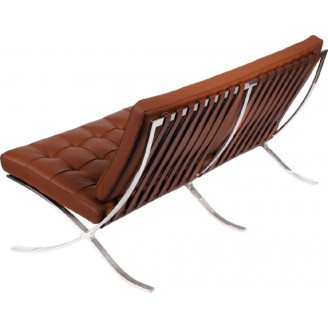 Stylowa Sofa skórzana pikowana 2 os. BA2 150 jasny brąz D2.Design do salonu, poczekalni i kawiarni.