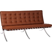 Stylowa Sofa skórzana pikowana 2 os. BA2 150 jasny brąz D2.Design do salonu, poczekalni i kawiarni.