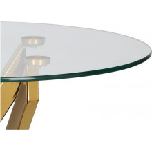 Stolik szklany na złotej podstawie Amber 60cm transparentny Intesi