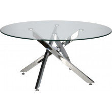 Stolik kawowy szklany glamour Amber 90cm transparentny / chrom Intesi