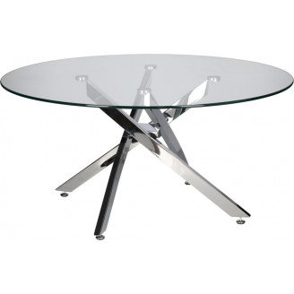 Stolik kawowy szklany glamour Amber 90cm transparentny / chrom Intesi