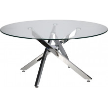 Stolik kawowy szklany glamour Amber 90cm transparentny / chrom Intesi