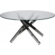 Stolik kawowy szklany glamour Amber 90cm transparentny / chrom Intesi