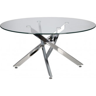 Stolik kawowy szklany glamour Amber 90cm transparentny / chrom Intesi
