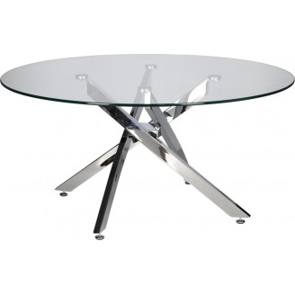 Stolik kawowy szklany glamour Amber 90cm transparentny / chrom Intesi