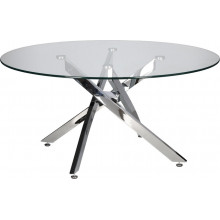 Stolik kawowy szklany glamour Amber 90cm transparentny / chrom Intesi