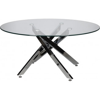 Stolik kawowy szklany glamour Amber 90cm transparentny / chrom Intesi