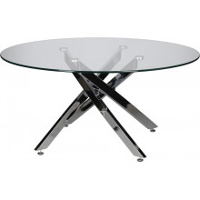 Stolik kawowy szklany glamour Amber 90cm transparentny / chrom Intesi