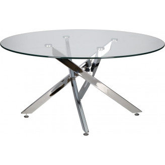 Stolik kawowy szklany glamour Amber 90cm transparentny / chrom Intesi