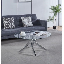 Stolik kawowy szklany glamour Amber 90cm transparentny / chrom Intesi