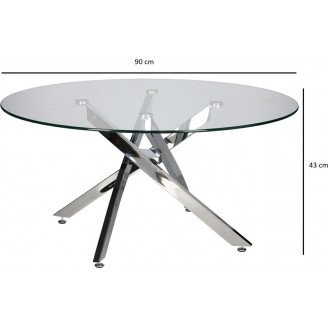 Stolik kawowy szklany glamour Amber 90cm transparentny / chrom Intesi