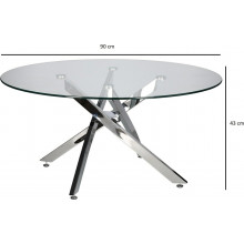Stolik kawowy szklany glamour Amber 90cm transparentny / chrom Intesi