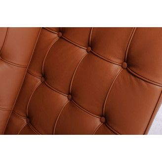 Stylowa Sofa skórzana pikowana 3 os. BA3 180 jasny brąz D2.Design do salonu, poczekalni i kawiarni.