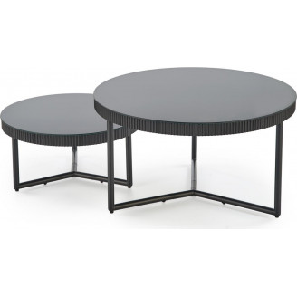 Stolik szklany okrągły Cosmo 80cm czarny Halmar