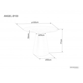 Stół okrągły na jednej nodze Angel 100cm dąb / kaszmir Signal