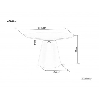 Stół okrągły na jednej nodze Angel 120cm dąb / kaszmir Signal