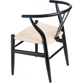 Stylowe Krzesło drewniane skandynawskie Wicker czarny/beż D2.Design do kuchni, salonu i restauracji.