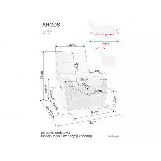 Fotel rozkładany obrotowy Argos Velvet beżowy Signal