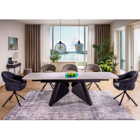 Stół rozkładany z ceramicznym blatem Armando 160-240x90cm biały mat / czarny mat Signal