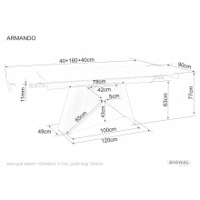 Stół rozkładany z ceramicznym blatem Armando 160-240x90cm biały mat / czarny mat Signal