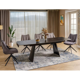 Stół rozkładany nowoczesny Bacardi 160-240x90cm czarny efekt marmuru / czarny mat Signal