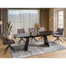 Stół rozkładany nowoczesny Bacardi 160-240x90cm czarny efekt marmuru / czarny mat Signal