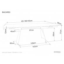 Stół rozkładany nowoczesny Bacardi 160-240x90cm czarny efekt marmuru / czarny mat Signal