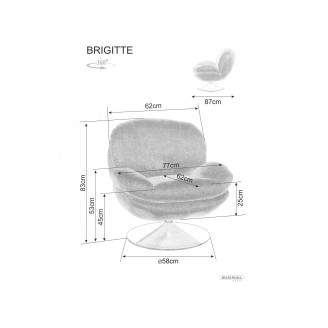Fotel tapicerowany obrotowy Brigitte ciemny szary Signal