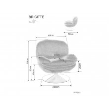 Fotel tapicerowany obrotowy Brigitte ciemny szary Signal