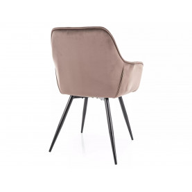 Krzesło welurowe pikowane z podłokietnikami Cherry Velvet cappuccino Signal 2