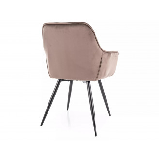 Krzesło welurowe pikowane z podłokietnikami Cherry Velvet cappuccino Signal