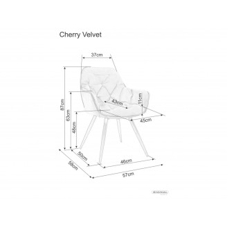 Krzesło welurowe pikowane z podłokietnikami Cherry Velvet cappuccino Signal