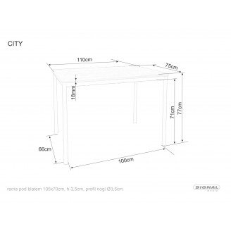 Stół prostokątny City 110x75cm dąb artisan / czarny Signal