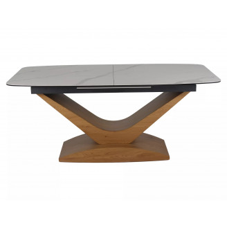 Stół rozkładany nowoczesny Dolce 180-240x95cm biały marmur / dąb Signal