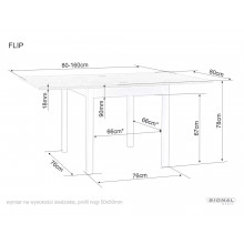Stół kwadratowy rozkładany Flip 80x80cm dąb cremona torro / kaszmir Signal