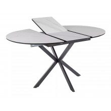 Stół okrągły rozkładany Gaston Ceramic 100cm biały mat efekt marmuru / czarny mat Signal
