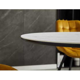 Stół owalny rozkładany Gaston Ceramic 140cm biały mat efekt marmuru / czarny mat Signal 2