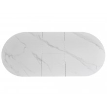 Stół owalny rozkładany Gaston Ceramic 140cm biały mat efekt marmuru / czarny mat Signal