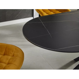 Stół owalny rozkładany Gaston Ceramic 140cm czarny efekt marmuru / czarny mat Signal 2