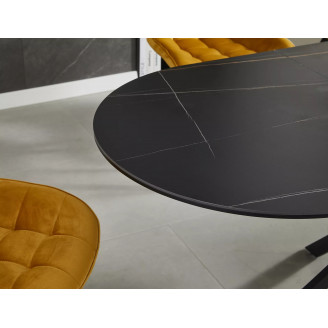 Stół owalny rozkładany Gaston Ceramic 140cm czarny efekt marmuru / czarny mat Signal
