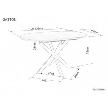 Stół okrągły rozkładany Gaston Ceramic 100cm czarny efekt marmuru / czarny mat Signal