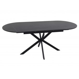 Stół owalny rozkładany Gaston Ceramic 140cm czarny efekt marmuru / czarny mat Signal