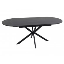 Stół owalny rozkładany Gaston Ceramic 140cm czarny efekt marmuru / czarny mat Signal