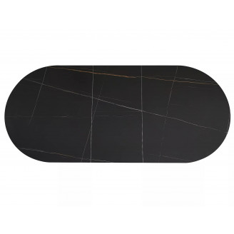 Stół owalny rozkładany Gaston Ceramic 140cm czarny efekt marmuru / czarny mat Signal