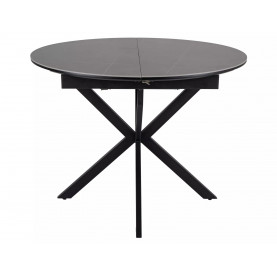 Stół okrągły rozkładany Gaston Ceramic 100cm szary efekt marmuru / czarny mat Signal 2