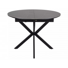 Stół okrągły rozkładany Gaston Ceramic 100cm szary efekt marmuru / czarny mat Signal