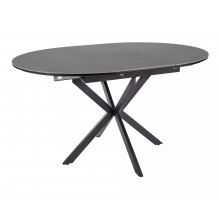 Stół okrągły rozkładany Gaston Ceramic 100cm szary efekt marmuru / czarny mat Signal