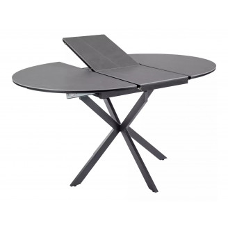 Stół okrągły rozkładany Gaston Ceramic 100cm szary efekt marmuru / czarny mat Signal